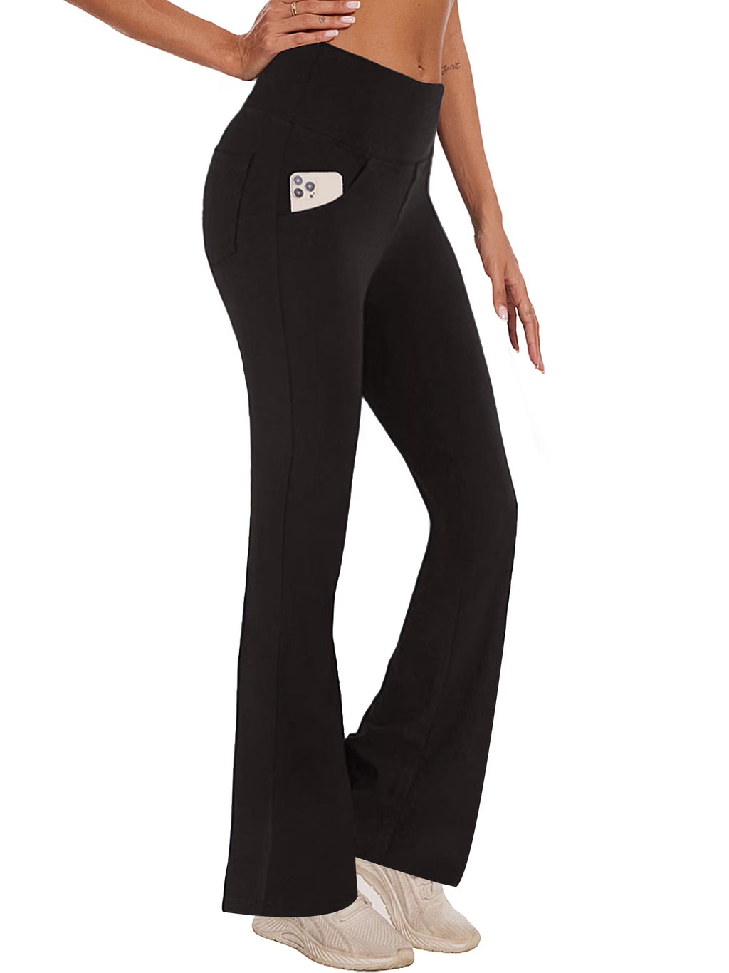 Womens Bootcut Yoga Pants with Pockets Flare Workout Legging High Waist Lightweight Bottoms Activewear Black 3XL