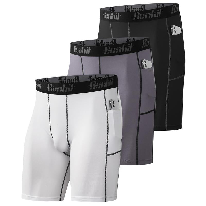 Runhit 3~5 Pack Performance Compression Shorts Men Quick Dry Sport Athletic Shorts, Gym Shorts for Men, Basketball Running Baselayer Underwear