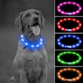 LED Dog Necklace Light, USB Rechargeable Light up Dog Collar, Flash LED Dog Collar for Your Dogs Camping (Blue-Silicone)