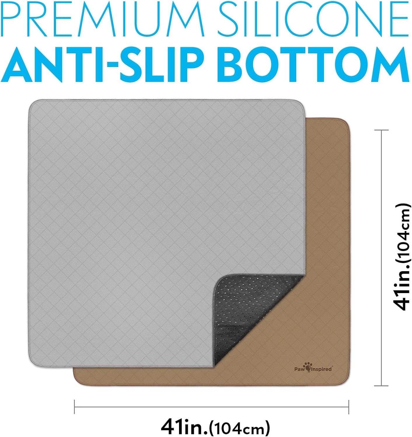 Washable Pee Pads for Dogs (2 Pack), Leakproof, Non-Slip Reusable Puppy Pads for Potty Training, Whelping, Waterproof Mat (41X41 Inch, Pack of 2)