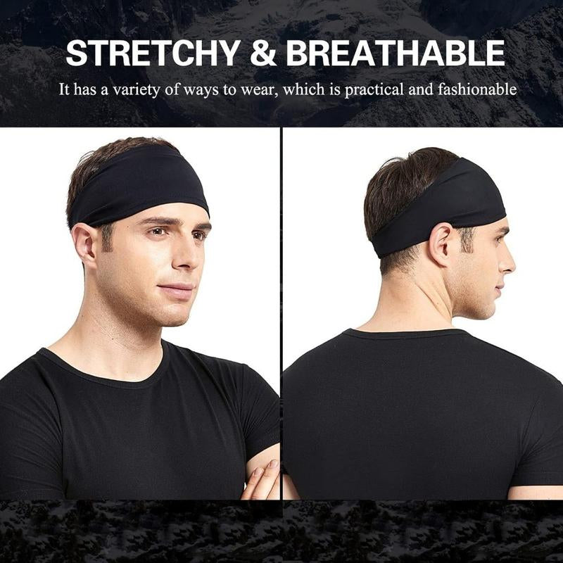 Sports Headbands for Men (5 Pack),Moisture Wicking Workout Headband, Sweatband Headbands for Running, Cycling, Football, Yoga, Hairband for Women and Men