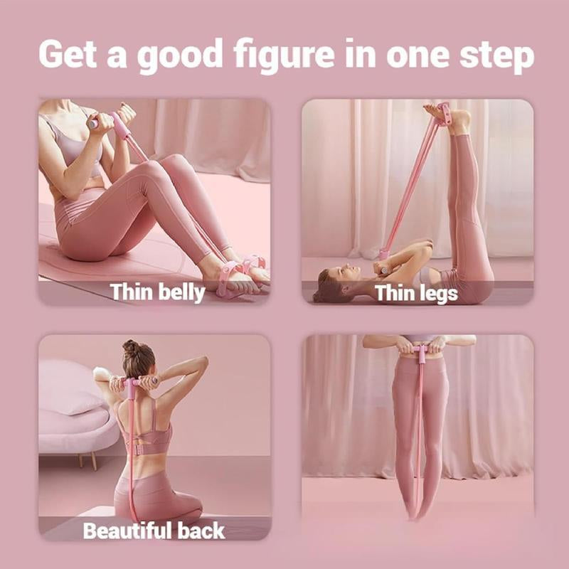 Multifunctional Tension Rope, 4-Tube Elastic Yoga Pedal Tension Belt, Natural Latex Tension Rope Fitness Equipment, for Abdominal/Waist/Arm/Leg Stretching
