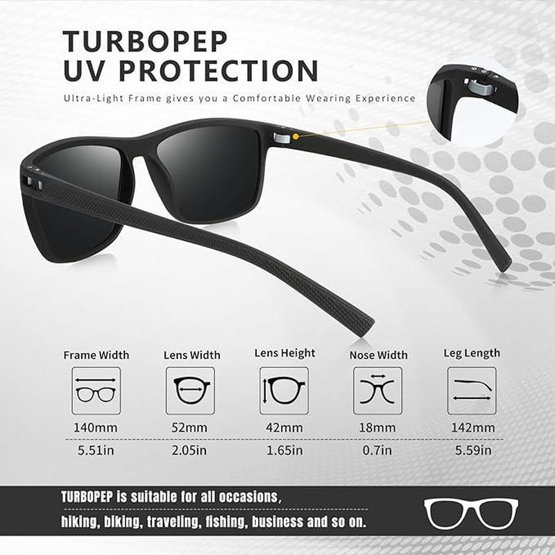 TURBOPEP Full Options 3 Pairs HD Polarized Sunglasses 3 Pairs Unisex Square Frame UV Protection Lightweight Travel Accessories with Adjustable Hinges & Anti-Slip Nosepiece Fashionable,Valentine Gifts