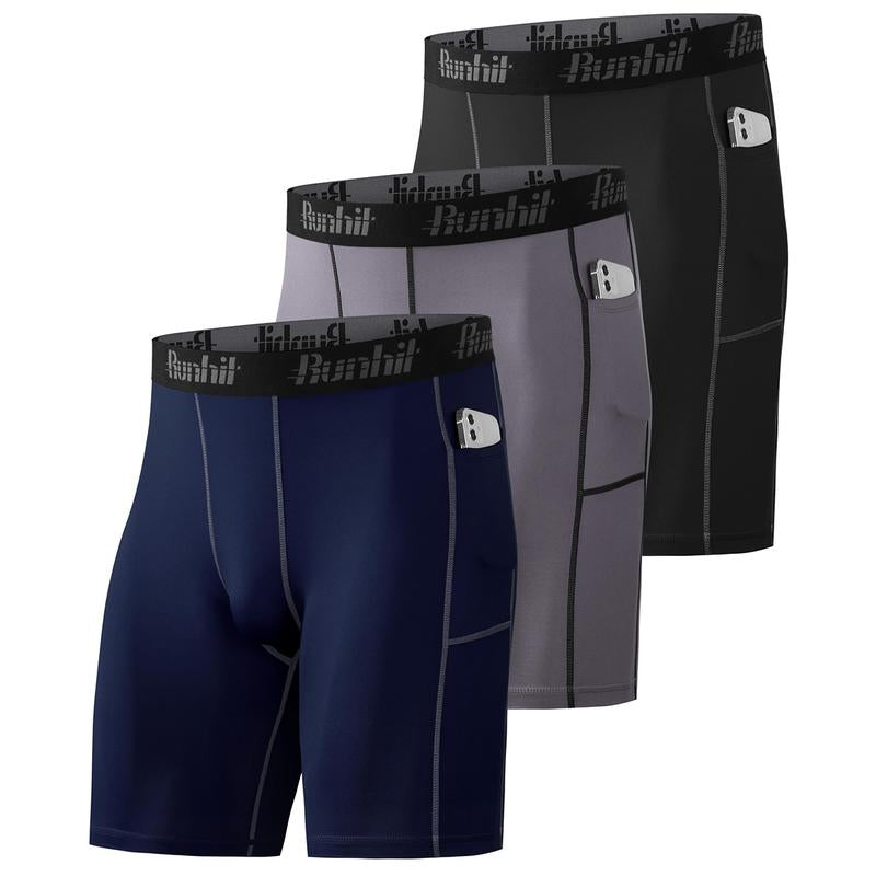 Runhit 3~5 Pack Performance Compression Shorts Men Quick Dry Sport Athletic Shorts, Gym Shorts for Men, Basketball Running Baselayer Underwear