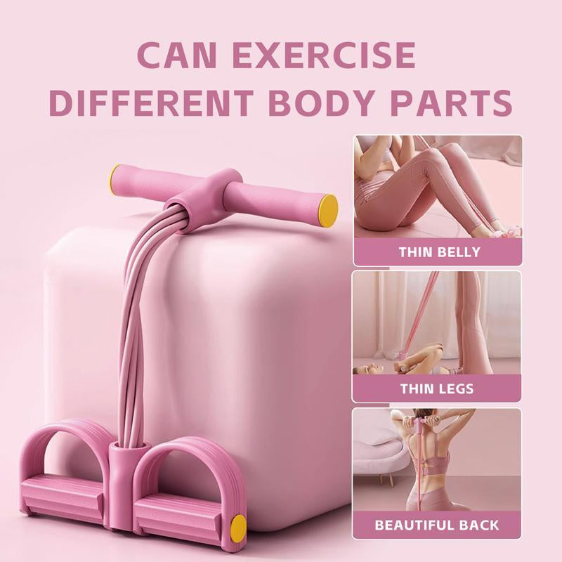 Multifunctional Tension Rope, 4-Tube Elastic Yoga Pedal Tension Belt, Natural Latex Tension Rope Fitness Equipment, for Abdominal/Waist/Arm/Leg Stretching