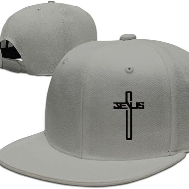 Snapback Hats for Men, Jesus Christian Cross Flat Brim Bill, Embroidery Adjustable Hip Hop Plain Outdoor Baseball Cap, Birthday Gifts for Dad Papa