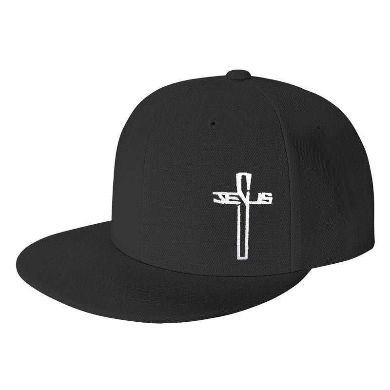 Snapback Hats for Men, Jesus Christian Cross Flat Brim Bill, Embroidery Adjustable Hip Hop Plain Outdoor Baseball Cap, Birthday Gifts for Dad Papa