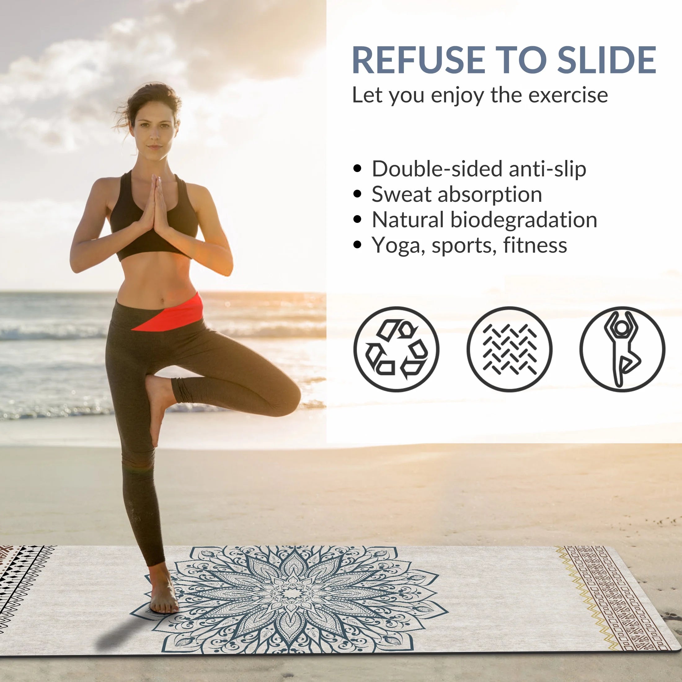 Yoga Mat Premium Printing Non Slip Exercise & Fitness Mat for All Types of Yoga, Pilates & Floor Workouts (72" X 24" X 6Mm Thick)