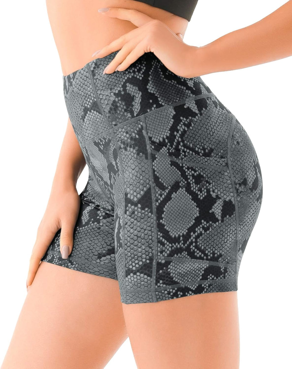 Women'S High Waist Workout Yoga Shorts with Pockets, Non See-Through Stretch Tummy Control Athletic Shorts