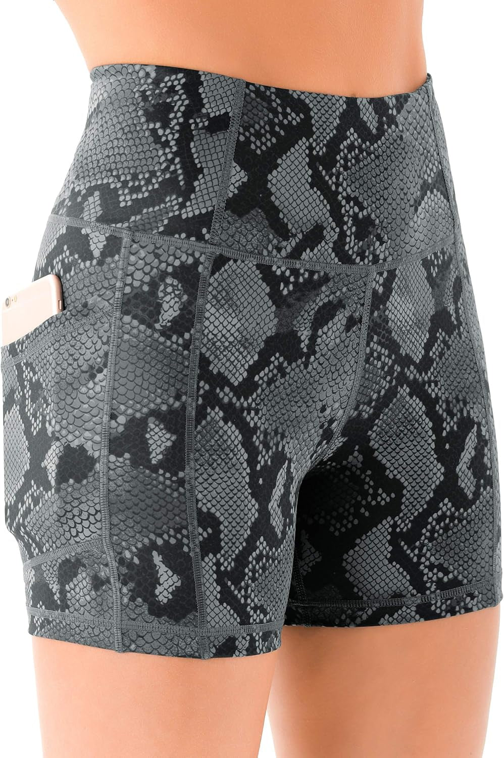 Women'S High Waist Workout Yoga Shorts with Pockets, Non See-Through Stretch Tummy Control Athletic Shorts