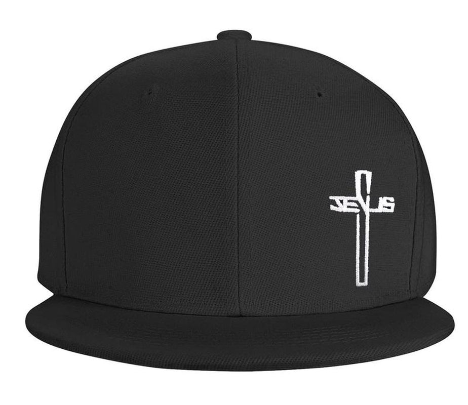 Snapback Hats for Men, Jesus Christian Cross Flat Brim Bill, Embroidery Adjustable Hip Hop Plain Outdoor Baseball Cap, Birthday Gifts for Dad Papa